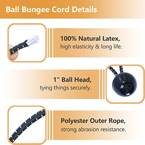 HomWanna Bungee Balls Cords 25Pcs, 4 inch Flag Bungees Ties - Image 2