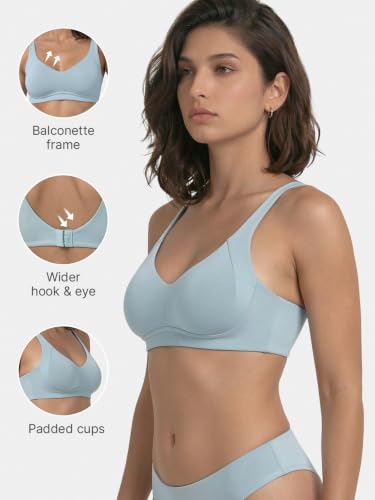 Image of Enamor Bamboo Cotton A077, Side Support, Everyday Women's T-Shirt Bra - 3X Softer, 4X More Absorbent, Antimicrobial, Padded, Wirefree, Full Coverage
