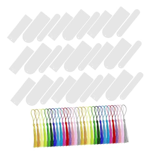 Marque-pages vierges en acrylique transparent avec pompons pour loisirs créatifs