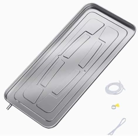 Universal Stainless Steel Air Conditioner Drip Pan - Durable Condensate Collector with Drain for Indoor/Outdoor Use - Essential HVAC Accessory for Leak Prevention