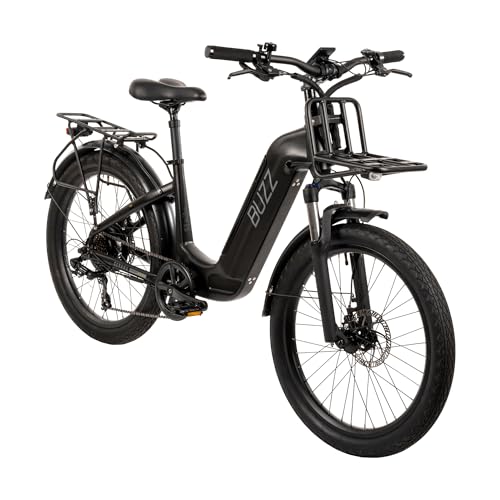 Buzz Cerana 24' 2 Electric Bike with 500W Rear Hub Motor, 48V Battery, 20 MPH Top Speed, 40-Mile Range, Class 2 eBike for City and Trail Use, Black