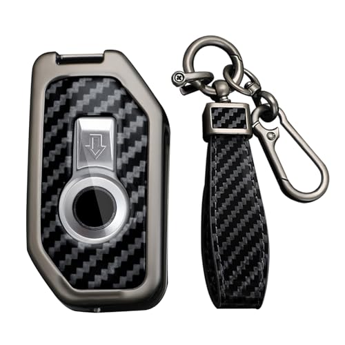 KUNIO Motorrad Schlüsselhülle für BMW R1250R S1000R GS 1250 900xr R1250 RT F900R GS 1200 ADV F750GS F850GS K1600GT Metallgehäuse Autoschlüssel Schutz Schlüsselanhänger Geschenk A Schwarz