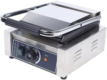 Commercial Electric Griddle, 1800W Panini Press Grill, Electric Stainless Steel Sandwich Maker Smooth Flat Surface Sandwich Toaster, Temperature Control 122°F-572°F for Hamburgers Steaks Bacons