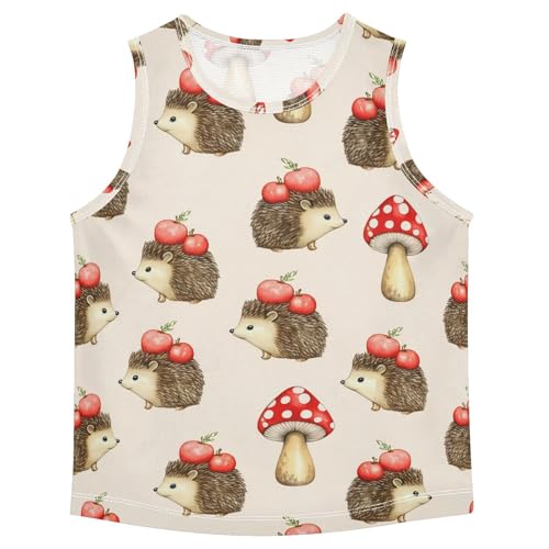 J JOYSAY Hedgehog Mushroom Beige Boys Tank Top Sleeveless Muscle Shirts Quick Dry Kids T-Shirts 3-15T