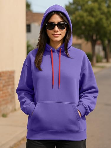Image of JUNEBERRY Cotton Fleece Regular Fit Solid Sweatshirt Winter Wear Jumper Full Sleeve Hoodie for Women (Sizes- S to 3XL)