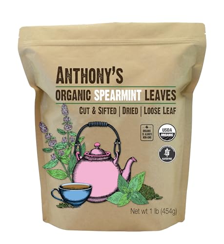 Anthony's Organic Dried Spearmint Leaves, 1lb, Gluten Free, Non GMO, Cut and Sifted