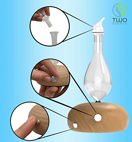 Droplet Nebulizer Diffuser - Waterless diffuser For Essential Oils Aromatherapy - Wood Base, Glass Top - Fills Big Rooms In Minutes With Pure and Natural Aromas - VINEVIDA (Red Wood)