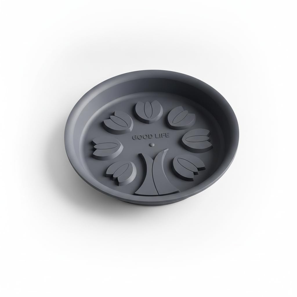 Thickened Plastic Flower Pot Saucer with Elevated Base for Drainage 26cm Outer Diameter Grey-image-14