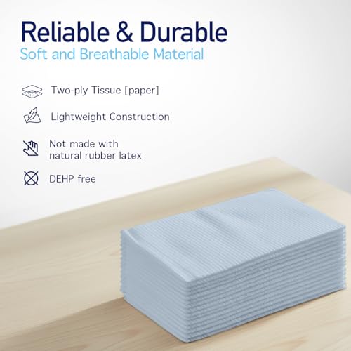 Image of Dynarex Disposable Drape Sheets - 40 inch x 60 inch (Case of 100), Blue, 2-Ply Tissue Paper for Patient Privacy, Exams, and Procedures