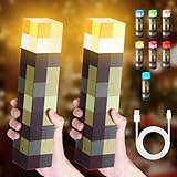 Lampe Fackel Wandlampe 2 Stück, 7 Farben Wall Fackel Nachtlicht, Nachtlampe USB Wiederaufladbare LED Lichter, Led Fackel Kinder für Hand oder Wandhalterung Beleuchtung Spielzeug Geschenke, 28cm