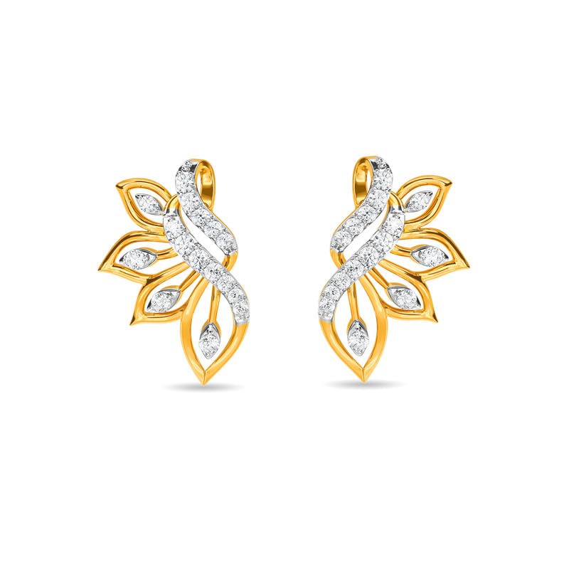 Image of KISNA JEWELS 14KT|18KT BIS Hallmark Pure Gold and Diamond Danglers Earrings For Women with Screw Back clouser