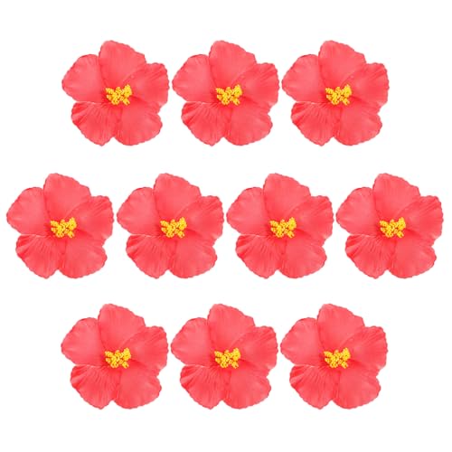 GANAZONO 10 Unidades Flores Accesorio Artificiales de Hibisco de Eva Rojas para de Boda y Sala para Fiesta Hawaiana Luau y Tropical