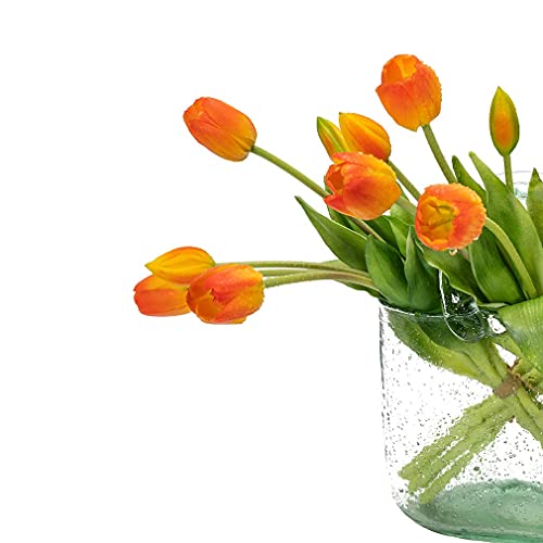 Duyone 15Pcs Artificial Tulips Flowers, Real Touch Latex Bouquet, Fake Tulips For Office Wedding Party Home Kitchen Garden Decoration(Orange,15Pcs) #TOP4