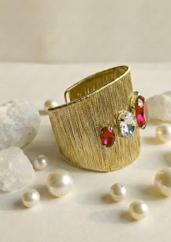 Image of Mansiyaorange Cubic Zerconia Glass AD CZ Stone Fancy Western Cuff Bracelet Bangle