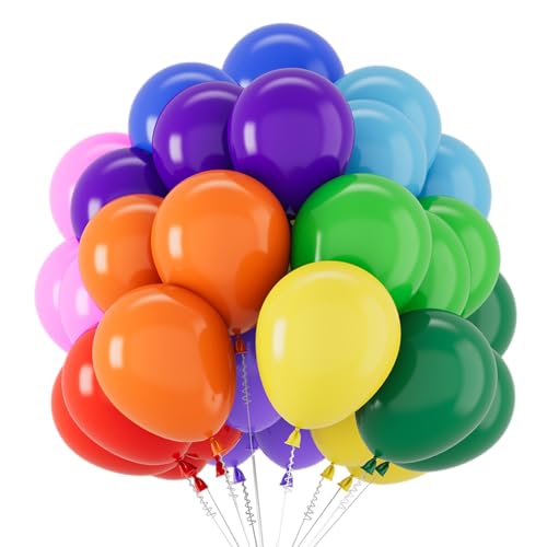 68 Globos de Cumpleaños Arcoíris, Helio Globos de Látex Colores Azules Verdes Rosas Amarillos 30 cm (12'), Decoracion Cumpleaños, Bodas, Fiestas, Aniversario, Graduación, Baby Shower, Bodas, LGBT