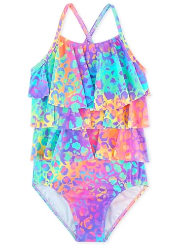Image of Girls One Piece Swimsuits Cute Ruffles Swimming Bathing Suit with Adjustable Straps Beach Pool Kids Swimwear 3T-12