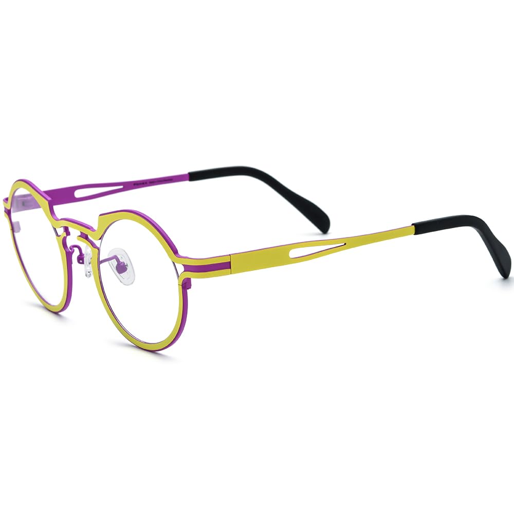FONEX Colorful Pure Titanium Glasses Frame Women Retro Round Eyeglasses