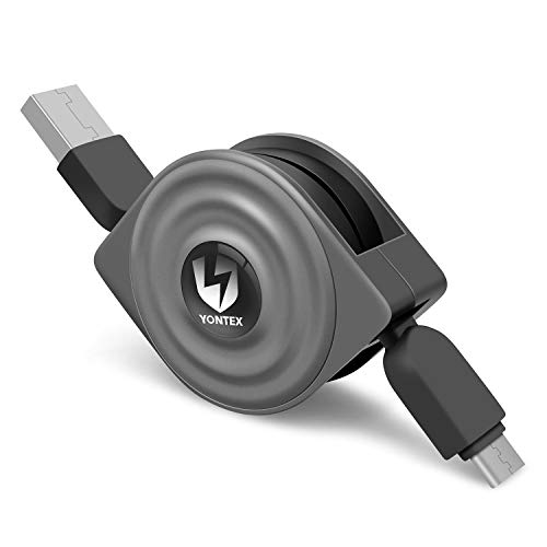 1m USB 2.0 vers Type C Câble Rétractable YONTEX USB Type C à A 2.0 Câble avec Connecteur Ultra Résistant Divers rétrécissement de Longueur Facile à Utiliser et de Stockage Câble Charge Synchro Rapide