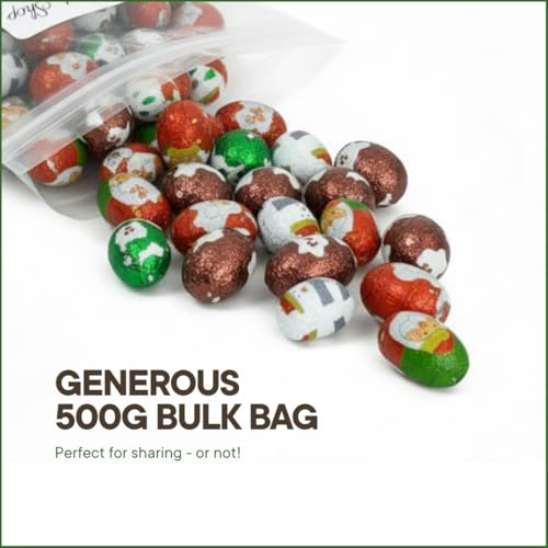 Christmas Chocolates Foil Mix 500g - Chocolate Santas, Snowmen & Puddings - Solid Chirstmas Balls - Christmas Santa Chocolate - For Table Decoration & Stocking Fillers - Image 5