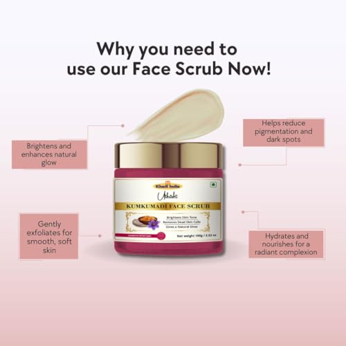 Image of Khadi Kumkumadi Face Scrub 100 gm | Infused with Saffron | Brightens for Glowing & Even Out Skin Tone | For Dark Spots & Pigmentation | All Skin Types | Exfoliating Scrub for Men & Women