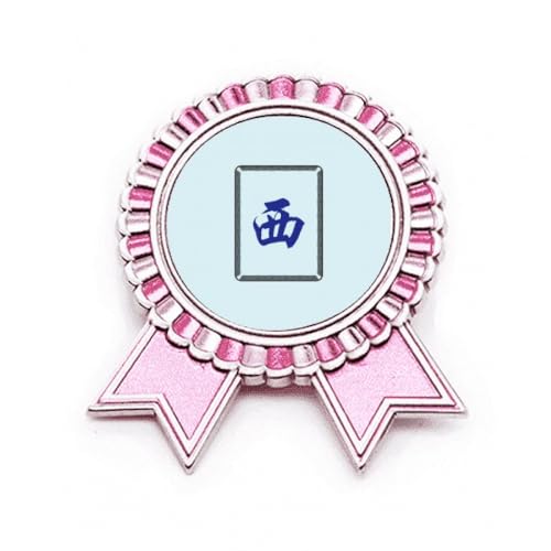Broche Mahjong rose Wind West en métal taille M pour accessoiriser un gilet