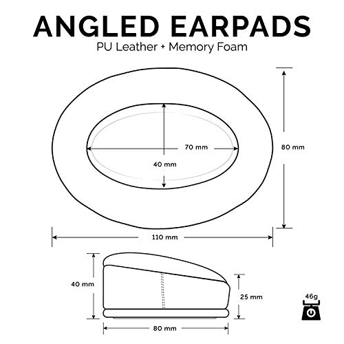 Image of Brainwavz Angled Earpads for Cloud Alpha, HyperX, ATH M50X, M50BT, Turtle Beach & More | Extra Thick Memory Foam Ear Pads for Comfort, PU Black