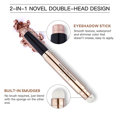 Lokfar 3 Pcs Eye-Shadow Stick Makeup Cosmetics Eye Brightener Stick, Waterproof Rotatable Cream Eye Shadow Pencil Crayon, Glitter Shimmer Eyeshadow Stick With Sponge Brush For Eye Makeup (01#02#03#) #TOP2