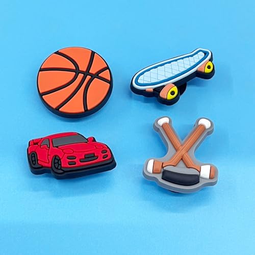 Fannoday Sports Charms - Football Basketball Themed DIY Shoe Accessories, Adult Boy Party Gift Favors for Shoe Decoration (Random Boys Charms, 30PCS)