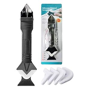 3 in 1 Silicone Caulking Tools, Glass Glue Angle Scraper, Stainless Steelhead Caulk Remover and Sealant Scraper, for Kitchen Bathroom Window and Frames Sealant Seals