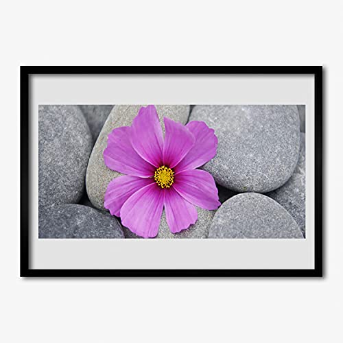 Cadre murale en MDF et affiche encadrée 70x50 cm fleur pour mur vide