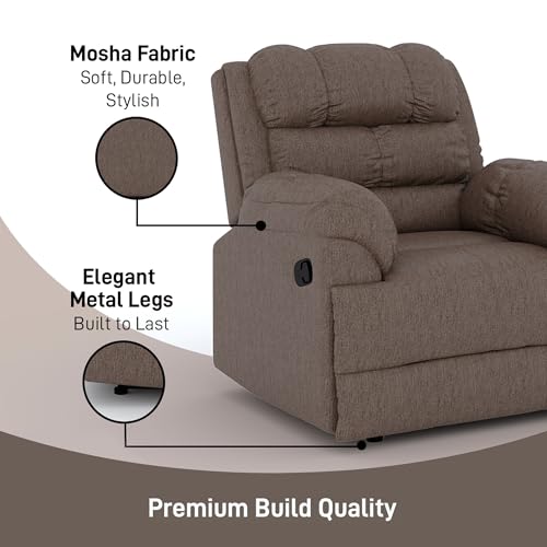 Image of Amazon Brand - Solimo Avalon Single Seater | Premium Mosha Fabric | Manual Recliner | Brown