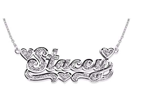 Rylos Necklaces For Women Gold Necklaces For Women & Men 14K White Gold Or Yellow Gold Personalized 0.15 Carat Diamond Nameplate Necklace Special Order, Made To Order Necklace #TOP6
