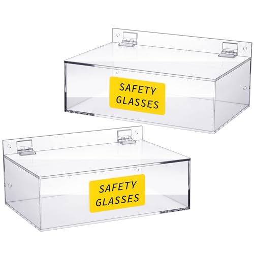 Weysat 2 Pcs Acrylic Safety Glasses Holder Safety Glasses Dispenser with Lid...