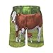 Men & Boys Classic Fit Swim Trunks for Beach Gym Sport Quick Dry Drawstring Basic Board Shorts with Pockets, Underwear Hereford Cow and Cute Calf in Summer Pasture Art Fashion Cargo Short