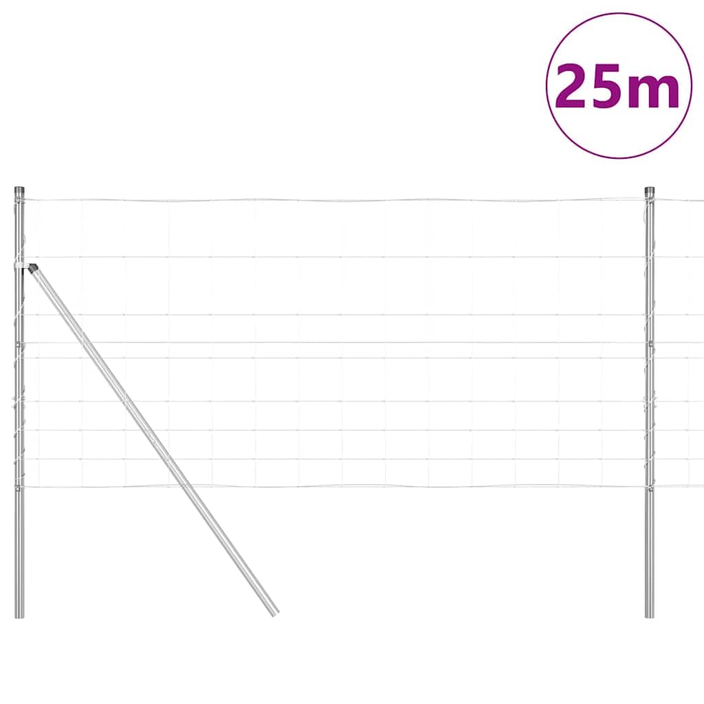 Geschweißter Drahtzaun 25 x 1 m mit verzinktem Stahl, 11 Pfosten, wetterbeständig für Garten, Terrasse, Außenbereich, Maschendraht Zaunelement mit Sichtschutz und Sicherheit