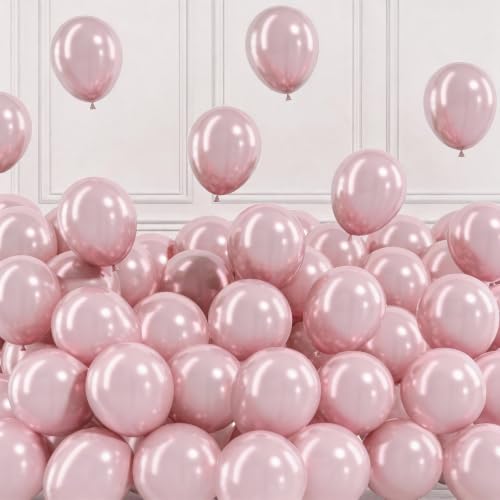 Image of Togvu Metallic Pink Balloons, 50Pack 5 Inch Small Mini Chrome Light Pink Latex Party Balloons for Birthday Bridal Baby Shower Gender Reveal Easter Party Decorations Supplies