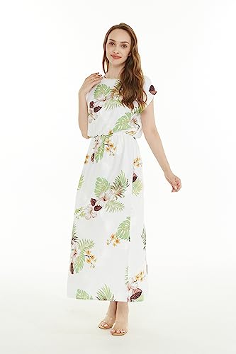 Image of Hawaii Hangover Women's Hawaiian Cap Sleeve Maxi Dress Signature Prints