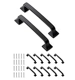Vongfome Cabinet Pulls Handles Black Matte Kitchen Drawer Pulls 5" Hole Center 10 Pcs (Square)