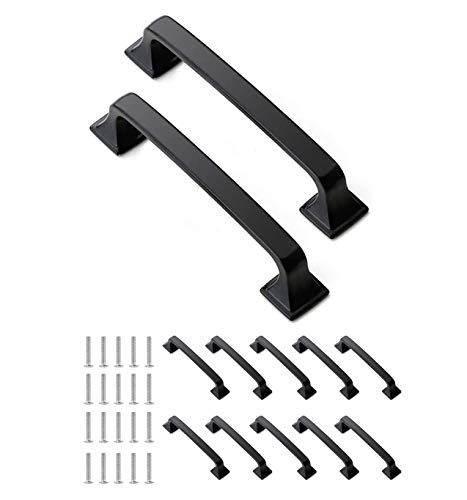 Vongfome Cabinet Pulls Handles Black Matte Kitchen Drawer Pulls 5" Hole Center 10 Pcs (Square) #TOP3