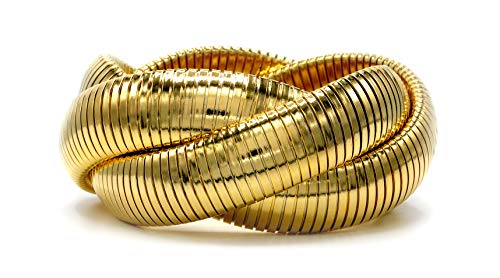 Marshal Metal Fashion Bracelet Omega 18K Gold Plated Brass Stretch Triple Cobra Bracelet (16Mm X 3 Combined) #TOP1