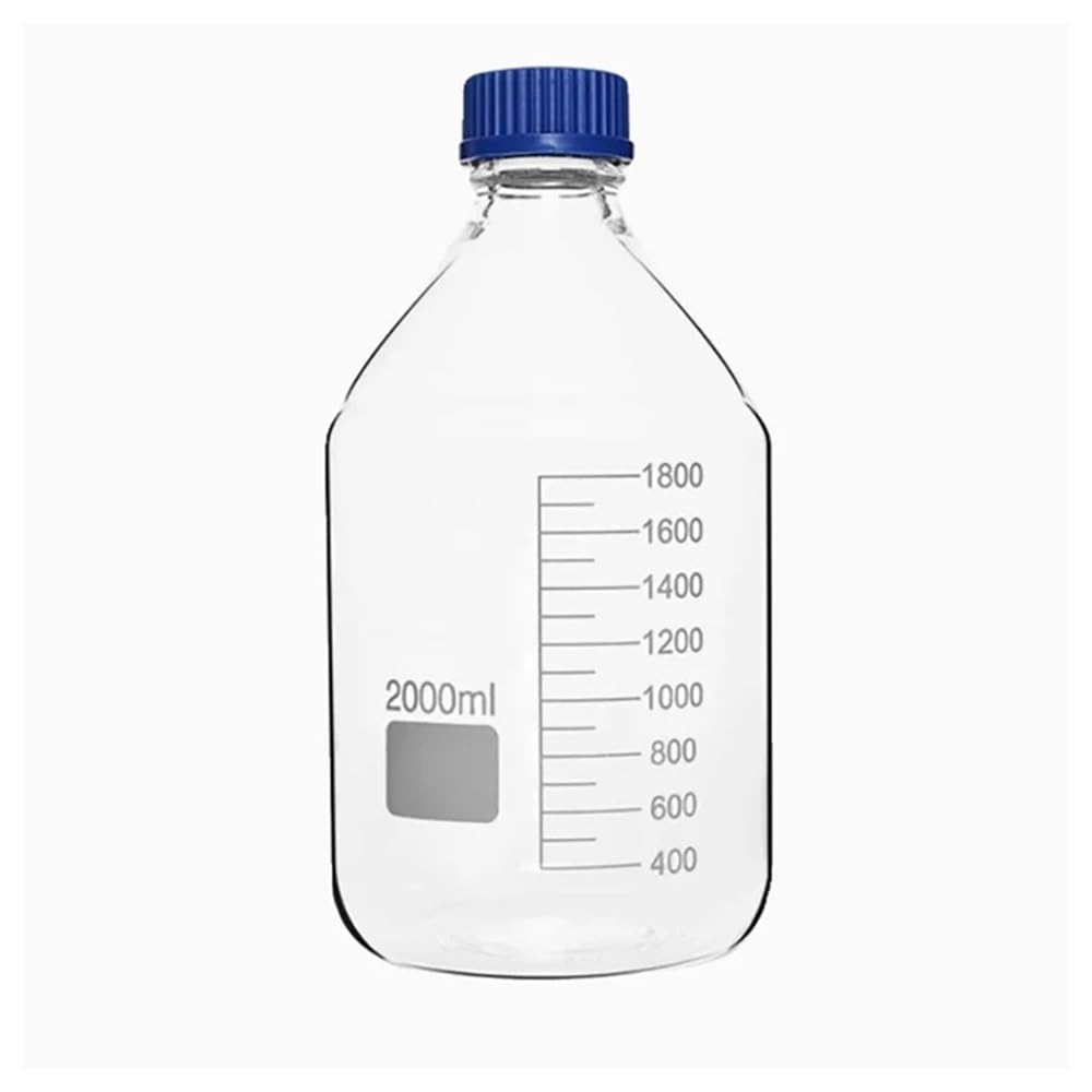 Instrumentos y Equipos de Laboratorio Botella de repuesto de vidrio transparente de 2000 ml, cristalería de laboratorio de 2 l, boca GL45