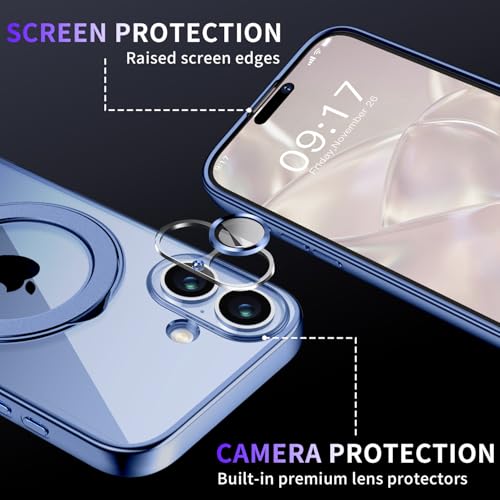 Image of Magnetic for iPhone 17 Case with Invisible Stand[Compatible with MagSafe][Full Camera Lens Protector][Military Drop Protection] Shockproof Not Yellowing Clear Slim Soft for Women Men