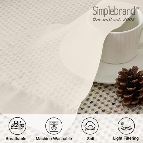 Image of Simplebrand Rod Pocket Top Solid Voile Sheer Curtains for Bedroom, 54 Inch Length Drapes Set of 2, Lightweight and Light Filtering Elegant Curtains Panels Window Treatment, 42Wx54L, Cream
