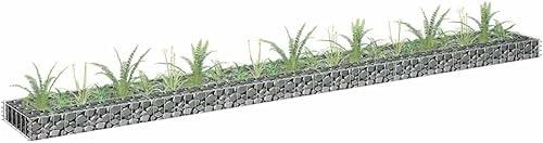 Vista 15 de vidaXL Gabion - Maceta elevada para pared, jardín, césped, patio, jardín, jardín, jardín, jardín, jardín, flores, acero galvanizado, 70.9 x 35.4