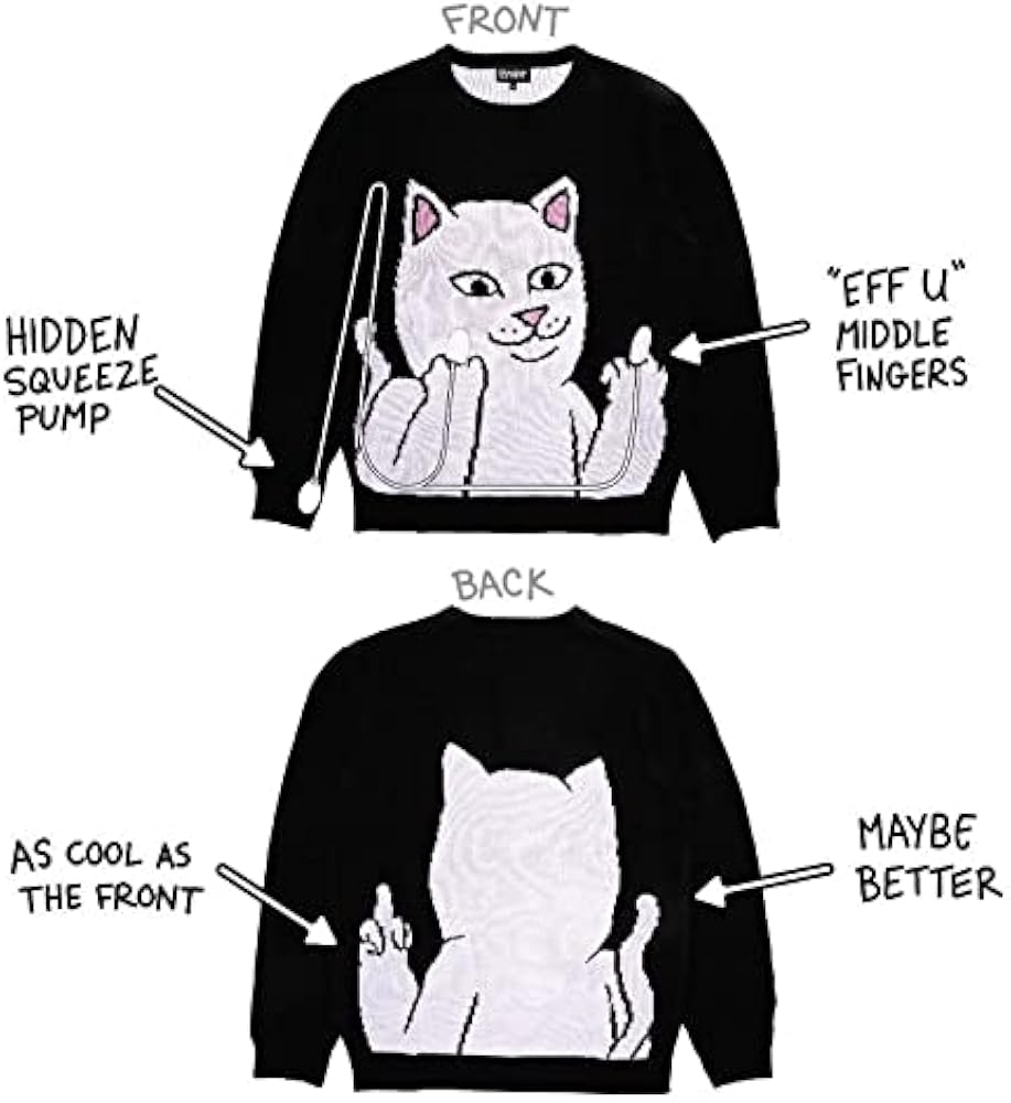 Amazon | [RIPNDIP] Lord Nermal Flippy Knitty Sweater Black L