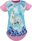 3D Druck Einhorn Pegasus Kinder Mädchen 3D Druck Lang T-Shirt Bluse Kurzarm Tunika (Einhorn Rosa 104-110)