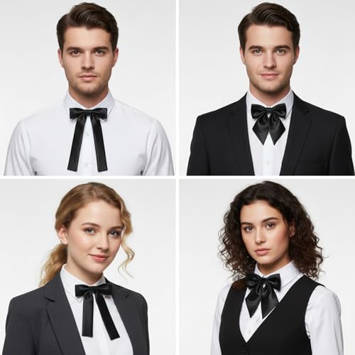 cobee2 Stück Fliege Schwarze, Vorgebundene Verstellbare Fliege Klassische Einfarbig Fliegen für Frauen Uniform Krawatten Elegantes Schleifen Ribbon Bow Tie für Schuluniform Party Hochzeit und Cosplay