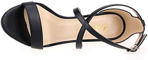 ZriEy Women Heeled Sandals Cross Ankle Strap Sandals Open Toe Strappy High Heels Party Wedding Shoes Black Size 7 | Image 3