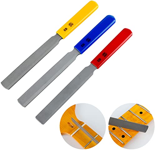 Bass Nut File Set, Carbon Steel Guitar Fret File, Guitar Repairing and Instrument Modifying Tools for Guitars, Ukulele, Bass, Banjo, Mandolin String Instrument
