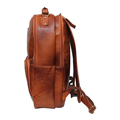 Image of RICHSIGN LEATHER ACCESSORIES Genuine Leather Laptop Backpack Bag For Men And Women, College, Office, Travel Use | 15.6 Inch Laptop Compartment